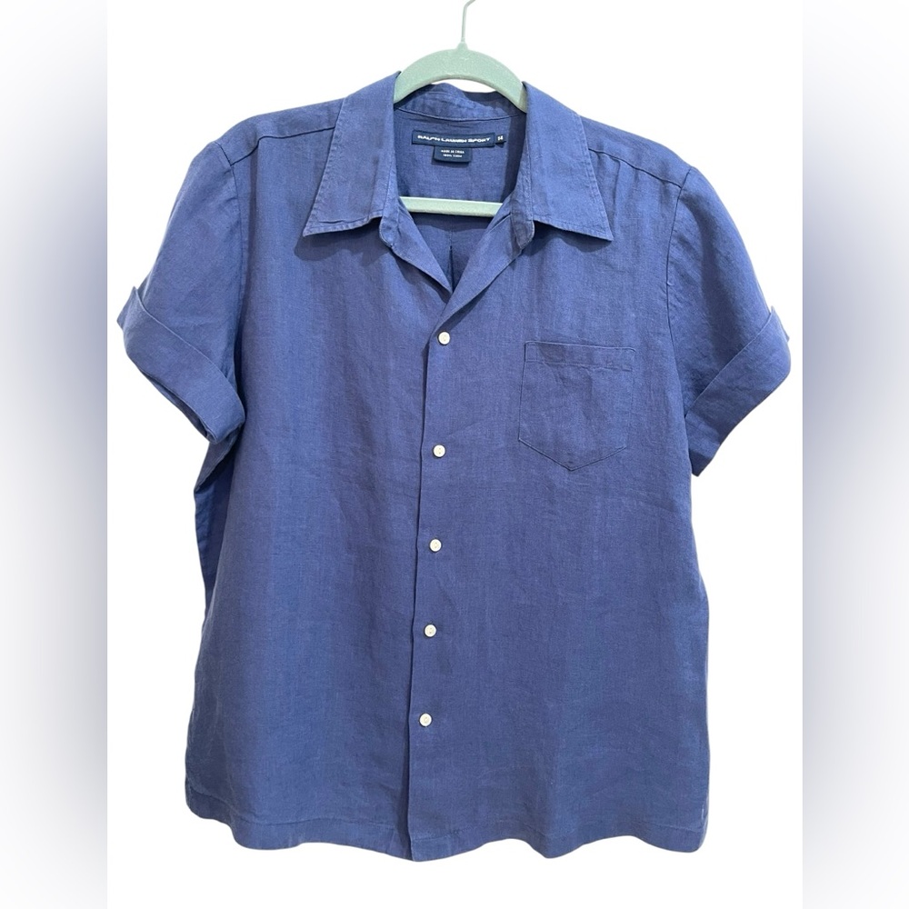 Ralph Lauren Sport Casual Blue Button Down Shirt Women’s Size 14